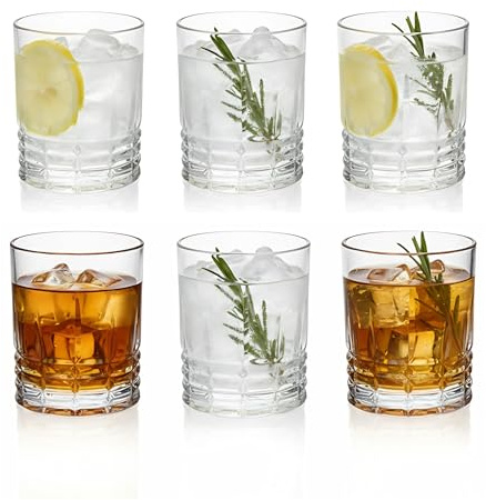 Set Bicchieri Whisky 300 ml – 6 Bicchieri da Rum in Vetro Moderni, Bicchiere Vetro Particolari, Tumbler per Cocktail