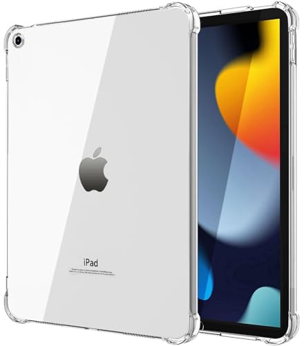 GALTD Clear Case for iPad 10.2-Inch 9th/8th/7th Generation, 2021/2020/2019 Model, iPad 9/8/7, Soft TPU Shockproof Transparent Back Bumper Cover with Raised Edge