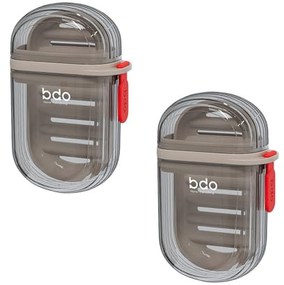 Culinavog 2Pcs Porte Savon, Boite Savon Voyage avec Couvercle, Boîte à Savon Portable avec Grille de Drainage et Filet à Bullese, Adapté à la Maison, Les Voyages et Le Camping - Noir avec Marron
