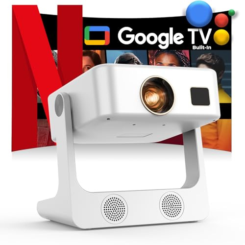 Projector-4K WiFi & Bluetooth:[Google TV/1500 ANSI/Voice Control/Built-in Apps] Outdoor Projector, Portable Projector, Smart Movie, Sovboi 1080P Projector
