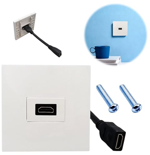 HDMI Wall Plate Panel Faceplate,Single Port HDMI Wall Socket Plug Female to Female HDMI Face Plate with Extension Cable,4K Audio Video Wall Outlet Decorative Face Cover for Home Hotel Office Building