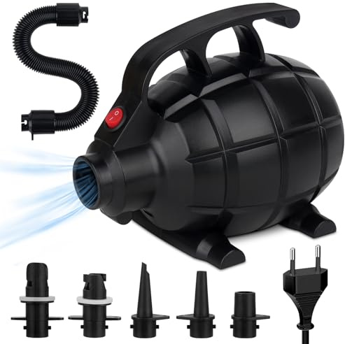 Mineup Elektrische Luftpumpe,600W Luftmatratze Pumpe,Luftpumpe für Matratzen Elektrisch, Luftmatratzenpumpe mit 5 Düsen, Air Pump für Matratze Aufblasbarer Pool Schwimmring