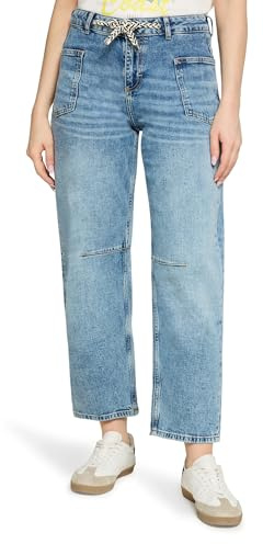 Cartoon Damen Used Look-Jeans mit Bindegürtel