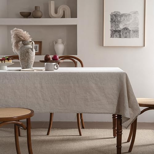 CHUFFED 100% Leinen Tischdecke Rechteckige Tischdecke 350×140 cm Leinen | Hochwertige Stonewashed Leinen Stofftischdecke für Küchentisch und Esstisch, Natürliche Eleganz für Ihr Zuhause, Naturleinen