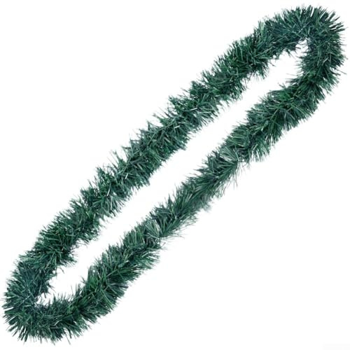 Christmas Garland, 2M Green PVC Tinsel Hanging Decor for Trees Staircases Railings, Festive Sparkling Ornament, Realistic Pine Branch Design, Holiday Home Party Decoration