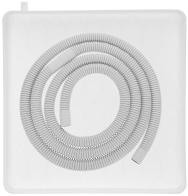 MUCKLILY Récupérateur eau pour climatiseur, bac carré en plastique blanc avec tuyau d’évacuation de 2 m et trou de drainage, pour unité de climatisation en intérieur et extérieur
