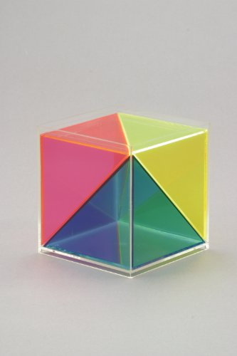 GH Günter Herrmann - Didaktischer Würfel aus 3 Pyramiden – Transparent, farbig, 100 mm Kantenlänge, Geometrie-Modell aus Acrylglas -Mathematisches Lehrmittel – Hergestellt in Deutschland