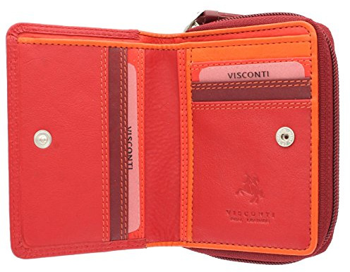 VISCONTI Rainbow Leather Ladies Purse Style RFID Blocking RB53 Red Multi