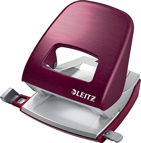 Leitz Büroheftgerät Nexxt Style, Metall, 30 Blatt, Blisterverpackung Locher Granat-rot