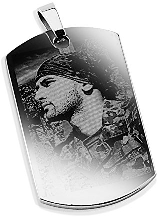 Diamandi Dog-Tag Kette mit Foto-Gravur I Ihr Bild + Text gravieren I Ketten-Anhänger Silber