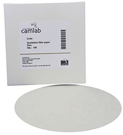 Camlab 1171128 Grade 122 [114] General Purpose Filter Paper, Very Fast Filtering, 90 mm Diameter (Pack of 100)