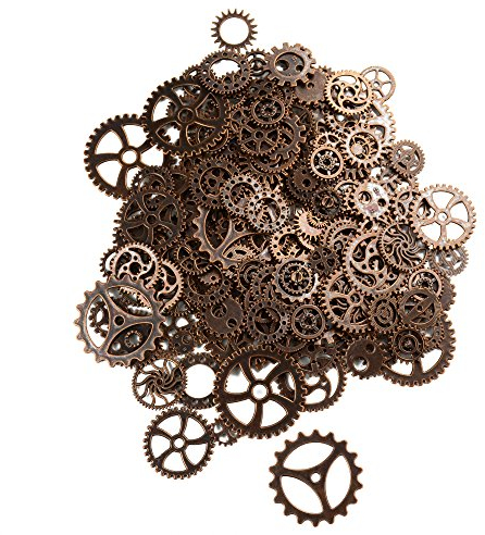 150 Gramm Sortierte Vintage Bronze Metall Steampunk Schmuck Machen Charms Cog Watch Wheel zum Crafting, Cosplay Halloween Dekoration