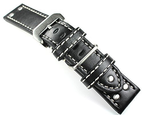 Sulla 26mm XL Herren Leder Uhrenarmband Fliegerband Pilot AW schwarz
