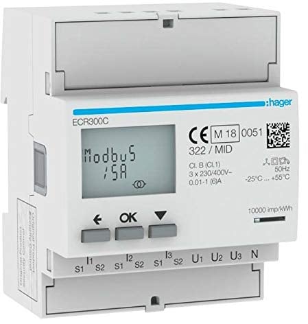 Hager ECR300C Energiezähler 3ph.1A Oder 5A Mid (ECR300C)
