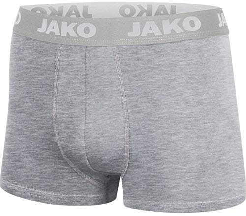 JAKO Herren Boxershorts Basic 2er-Pack, Grau-Meliert, M