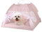 Tente Lit Portable Tipi pour Chiens Chats Lapins - Niche avec Coussin Amovible, Moustiquaire, Fenêtre Respirante - Jouet Panier Chat pour Maison Voyage Camping