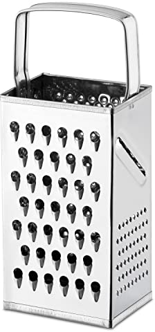 Alza Basic - Rallador Universal Manual, 4 Caras, Rallado Fino, Grueso, Lonchas y Estrella (Extra Fino), Acero Inoxidable, Resistente, Nula Porosidad