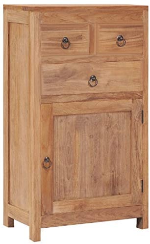Festnight Sideboard mit 3 Schubladen und 1 Tür Lowboard Beistellschrank Badschrank Kommode Highboard Anrichte Standschrank 50 x 30 x 90 cm Massivholz Teak