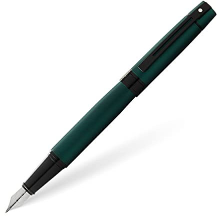 Sheaffer 300 Matte Green Fine Nib Fountain Pen + 2 Ink Cartridges + Piston Converter + Luxury Gift Box