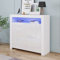 Commode de Eclairage LED Meuble de Rangement avec 4 Compartiments de Stockage + 2 Portes sur Salon, Chambre, 107 x 35 x 97 cm (Blanc)