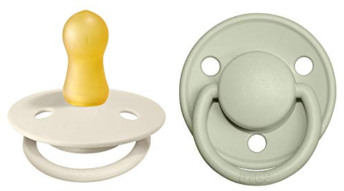 BIBS De Lux Schnuller 2er-Pack, BPA-frei, Kirschform Nippel. Naturkautschuk/Latex, Hergestellt in Dänemark. 0-6 Monate (2er Pack), Ivory/Sage