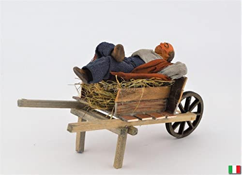 Presepe Uomo dormiente nella carriola in Terracotta cm .10