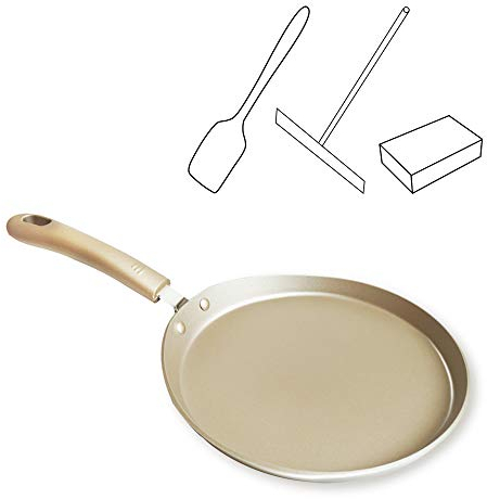 OGIBRIDI Padella per Crepes Induzione Pentola per Pancake Crepes Antiaderente Padella Piatta Crepes Piadine Lega di Alluminio Piastra Crepes per Frittelle Focaccina Uova 20 cm con Utensili da Cucina