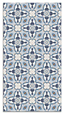 Panorama Alfombra Vinílica Cocina Baño - Varios Tamaños - (Baldosín Oriental Caleidoscopio Azul 40x80 cm)