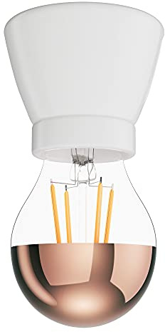ledscom.de E27 Porzellan Lampen-Fassung MINZ, rund, weiß, inkl. E27 Lampe, 839lm, warmweiß