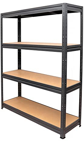 STIER Schwerlast-Fachbodenregal, maximale Fachlast 600kg, HxBxT 1770x1200x450 mm, Lagerregal, Werkstattregal, Werkzeugregal, Kellerregal, Steckregal, stabiles Stahlgestell, einfach zu montieren