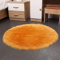 TROYSINC Plüsch Teppich Rund Fellimitat Fellteppich, Faux Lammfell Schaffell Lange Haare Fell Optik Gemütliches Bettvorleger Sofa Matte (Gelb,Durchmesser 50 cm)
