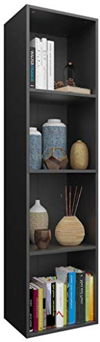 Susany Libreria Mobile TV Moderna in Truciolato con Vani 36x30x114/143 cm,Mobile TV Moderno,Libreria Salvaspazio,Libreria Moderna,Libreria Verticale,Mobile TV Bianco,Mobiletto Soggiorno Moderno