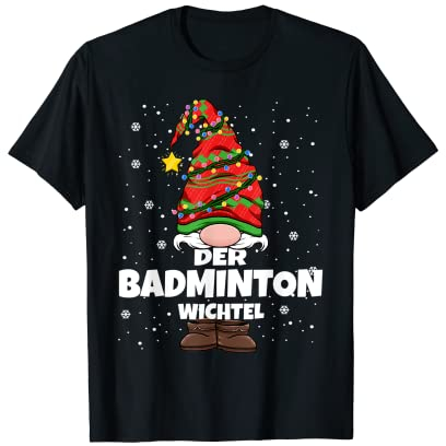 Badminton Weihnachts-Wichtel Design Damen Herren T-Shirt