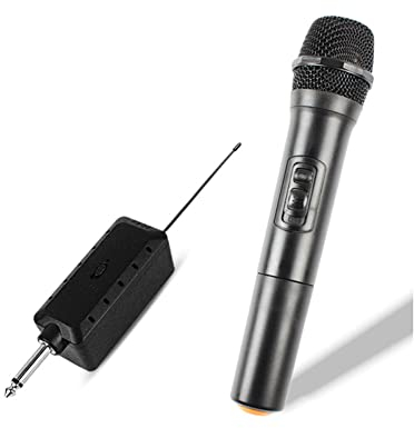ZONADAH Einzel-Funkmikrofon, wiederaufladbares Mikrofonsystem mit Empfänger und Anti-Rutsch-Ring, 30-100 Meter Übertragungsentfernung für Karaoke-Gesang, öffentliche Rede, Hochzeit, Bühne