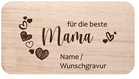 Frühstücksbrett Schneidebrett personalisiert zum Muttertag, aus Buche natur 21,5x11,5cm, Geschenke für die beste Mama, Muttertagsgeschenk, Muttertagsgeschenke Ideen, Braun