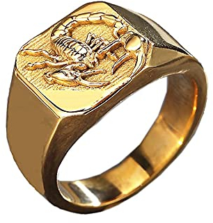 PAMTIER Herren Skorpion Ring Edelstahl Vintage Personalisierte Punk Gothic Tier Ringe Schmuck Gold Größe 68 (21.6)