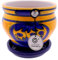 CERAMIQUE RAMBLEGNE | Pots de boue rouge | pots décoratifs | Pots | Pot extérieur | Pot de coco décoré jaune - D117 | Décoration 100 % faite à la main | 21 x 21 x 19 cm | Assiette incluse