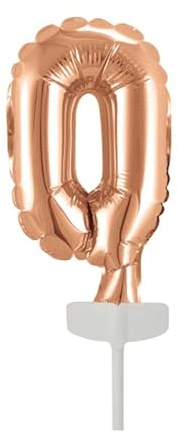NEU Folienballon Geburtstagszahl Kuchen Cake Topper Zahl 0 Roségold, ca. 13 cm