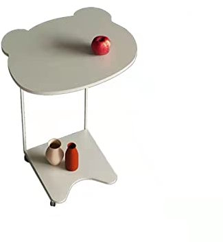 SERUMY Couchtisch Weißer Beistelltisch Moderne, bewegliche kleine runde Endtisch Büro Wohnzimmer Sofa Kaffeetisch Schlafzimmer Nachttisch mit Rädern Beistelltisch