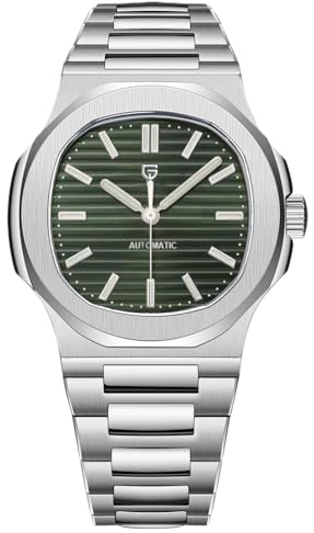 Pagani Design 1728 Herren-Automatikuhr, ST6, selbstaufziehendes Uhrwerk, Edelstahl, 100 m wasserdicht, modisch, Sport, mechanische Uhr, grün, Armband