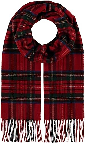 Giorgio Rimaldi Schal 30 x 180 cm - Weicher als Kaschmir - Made in Germany - Schal kariert für Damen und Herren - Perfekt für Herbst und Winter Rot