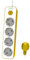 Philips Steckdosenleiste CHP2145Y/10 - Steckdosenleiste mit 3 Steckdosen, 1,5 m Kabel, Hauptschalter, inkl. automatischem Sicherheitsverschluss, LED-Anzeige für Stromversorgung, Weiß/Gelb