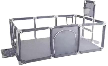 YAZOCO Kinderzaun, 122X180cm Mobiler Zaun Indoor and Outdoor Baby Playpen mit Laufstall Baby Playpens mit Breathable Mesh und Zip Door Mobiler Zaun (grau)