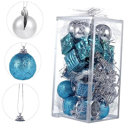 HOMSFOU 32st Weihnachtskugeln Weihnachtsdeko Christbaumkugel Buchstabe Plastik