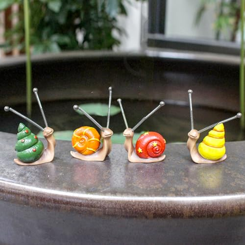 Recitem Gartendekoration Schnecken Dekoration 4 Stück,Statue, Home Balkon Dekoration, Figur Kawaii Geschenke für Frauen/Mama Deko für Zimmer Terrasse für Auto Büro Hof, Kunst, Rasen, Terrasse (1 Set)