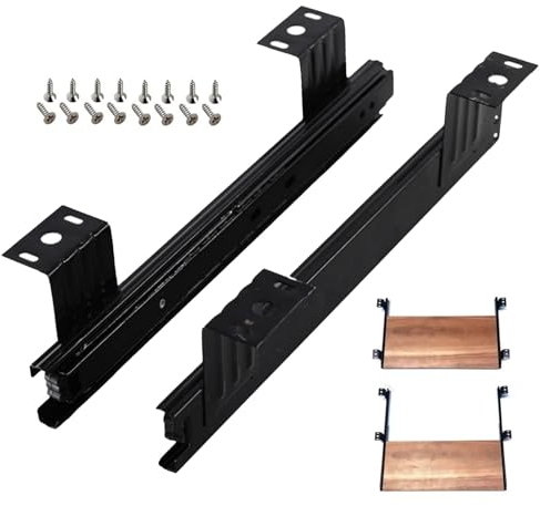Guias Correderas Para Cajones/Bandeja Portateclados Extraible, Con Rodamientos De Bolas Y Extensión Completa, 1 Par Rieles De Suspensión De Acero, Carga Máxima 40 Kg