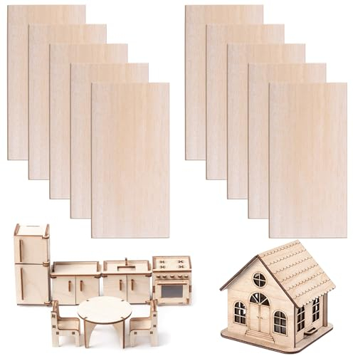 Dncvb Madera Contrachapada 10 Piezas Hojas Madera de Balsa 200 x 100 x 1,5 mm Hojas de Madera Contrachapada Natural No Acabado Madera de Tilo para Maquetas para Manualidades, Pintura, Modelado