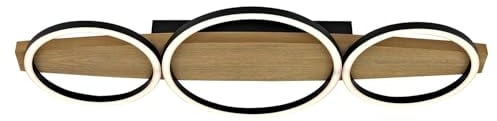 casa NOVA LED-Deckenleuchte - B 70 cm - Braun - Schwarz - Holz - Metall - 3-flammig