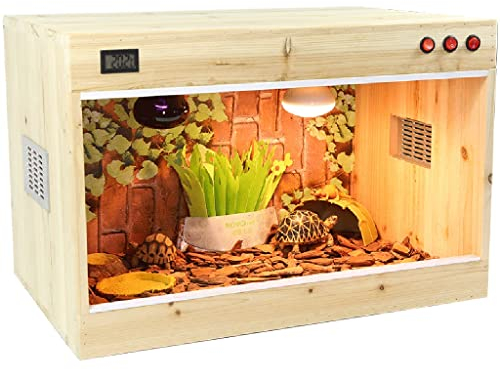 Vivarium Box Lézard Caméléon Gecko Escalade Animal Terrarium Reptile Bois Verre Terrarium Réservoir Amphibien Cage (Marron 80x40x40cm)