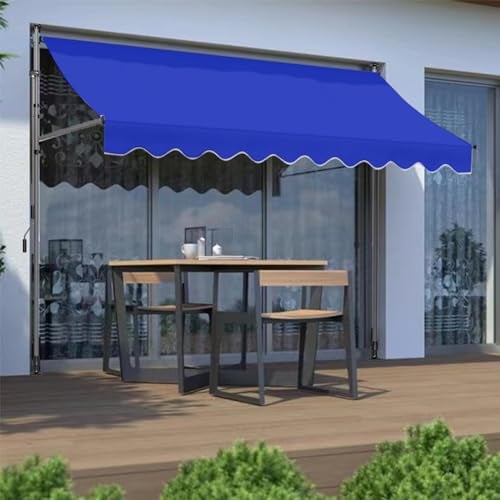 DYUNCZ Markise Balkon Ohne Bohren, Klemmmarkise mit Handkurbel Balkon, Markisen 200/250/300/350/400cm Breit, UV-beständig & Höhenverstellbar, Sonnenschutz Wasserdicht (Color : Blau, Size : 300cm)